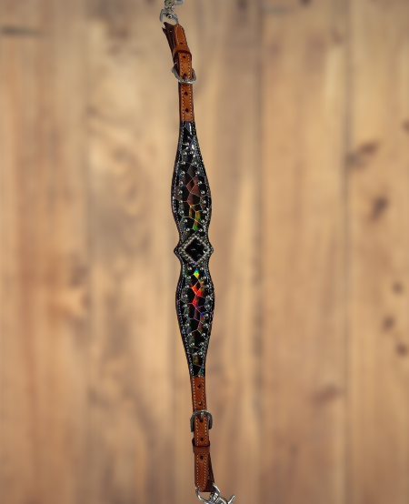 Octavia Black AB Bling Headstall Breast Collar Set Fringe Wither Strap