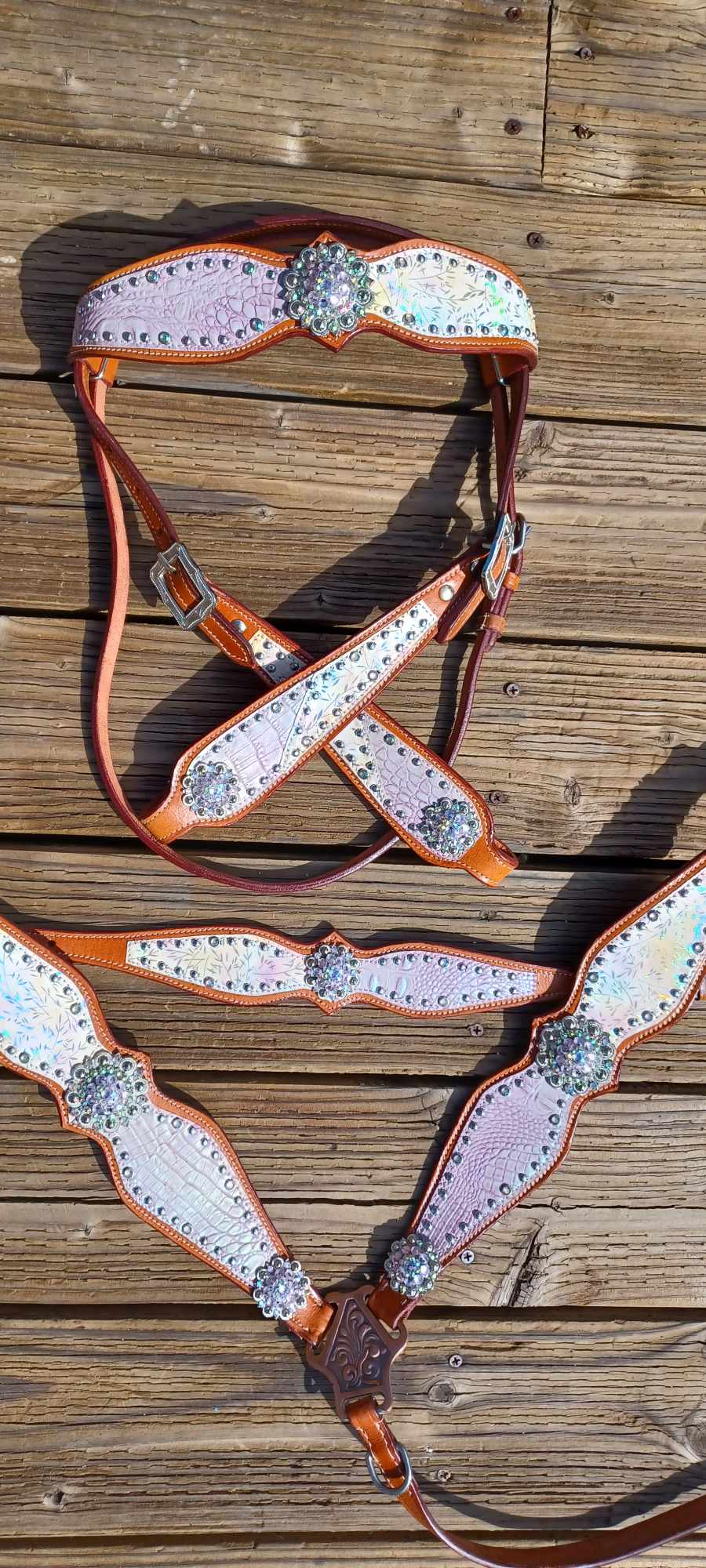 Lavender Dreams Forever! 3pc Metallic Shimmer Full Brow Horse Tack Bridle Set