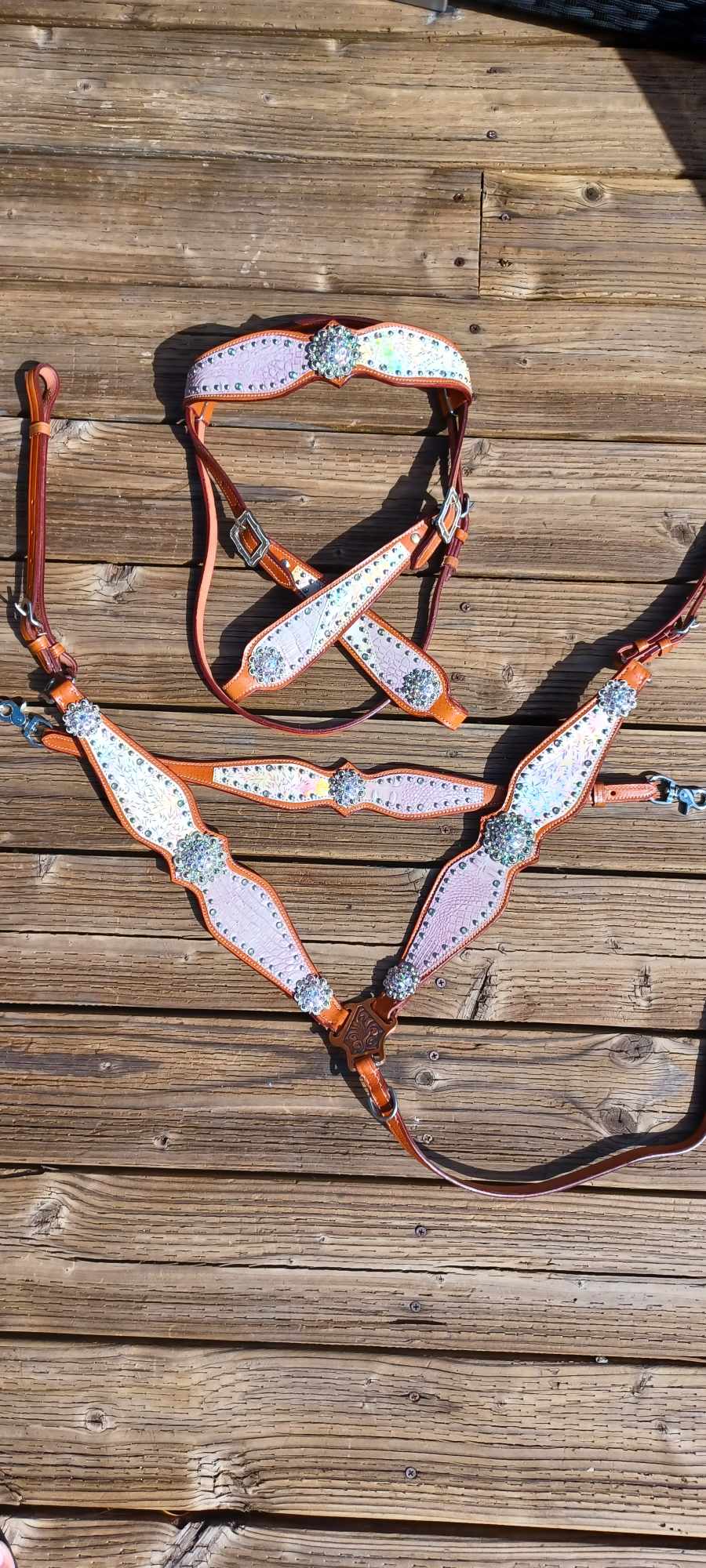 Lavender Dreams Forever! 3pc Metallic Shimmer Full Brow Horse Tack Bridle Set