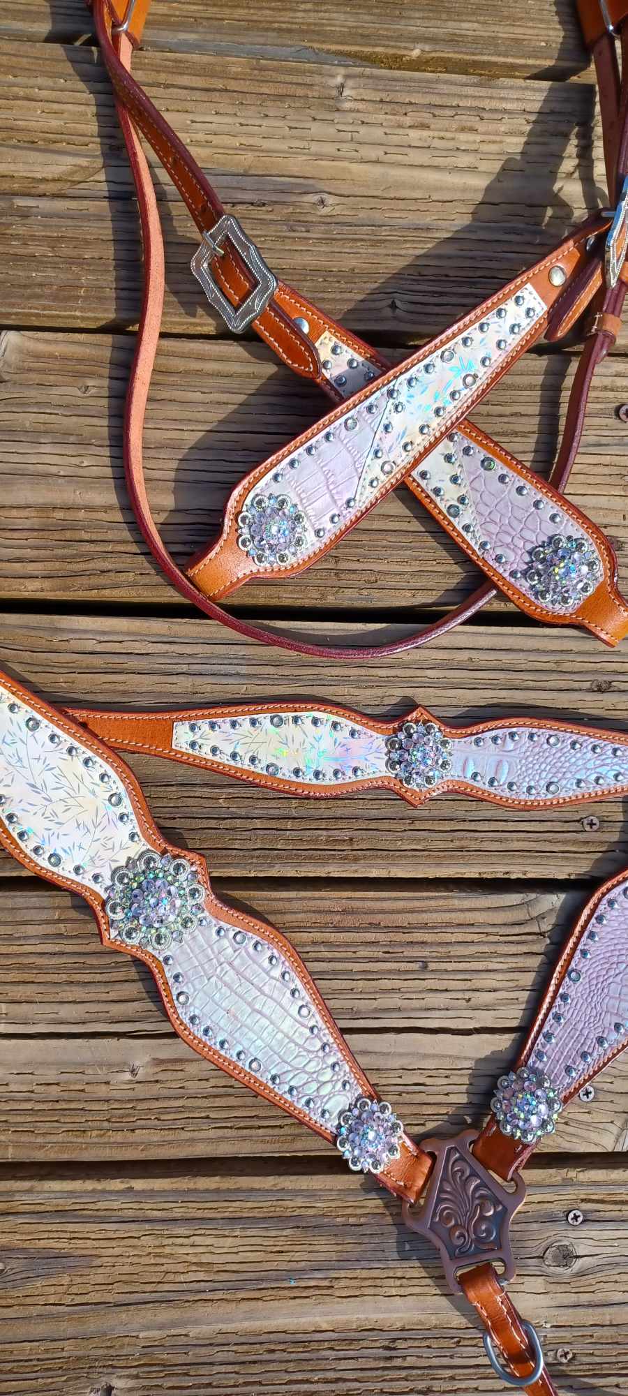 Lavender Dreams Forever! 3pc Metallic Shimmer Full Brow Horse Tack Bridle Set