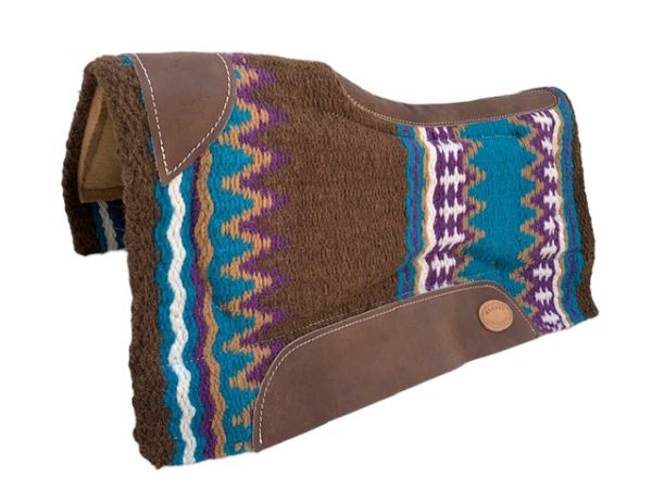 30" x 28" Wool Top Memory Felt bottom Pad Brown Purple and Blue