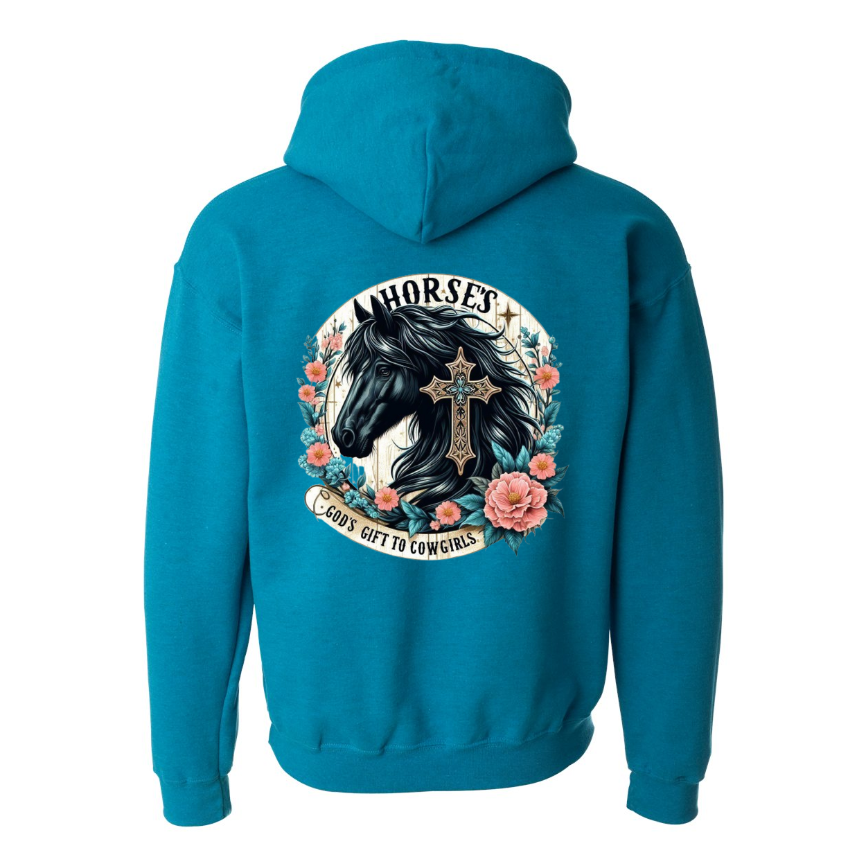 Gods Gift to Cowgirls Design On Back Front Pocket Hoodies