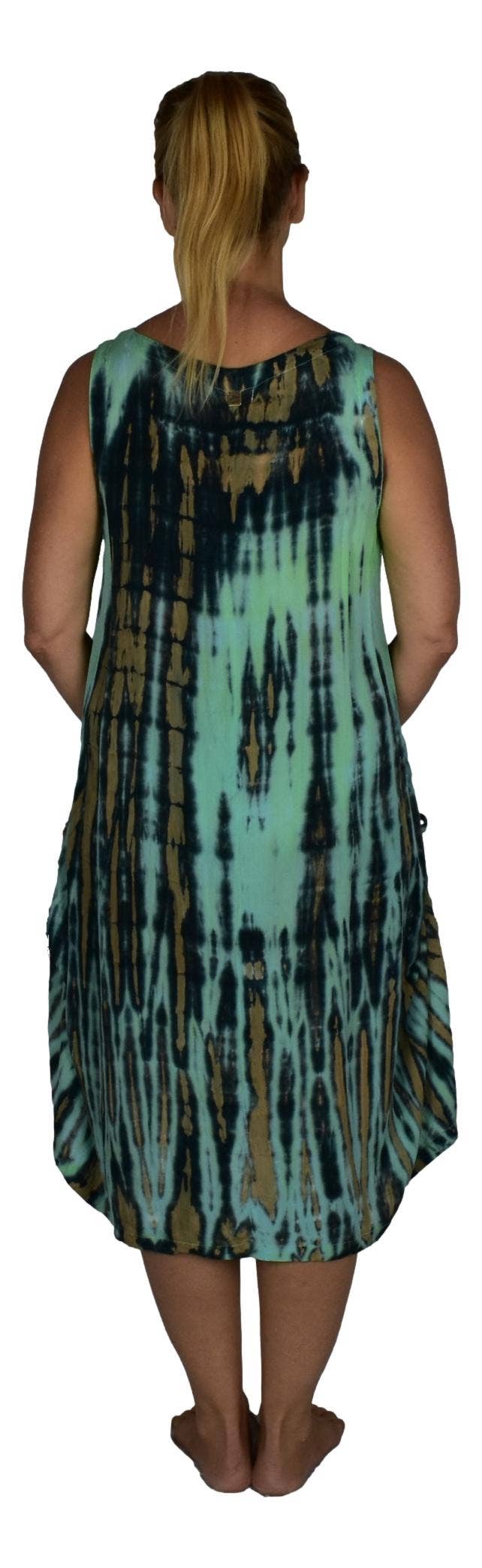 Antigua Dress in Batik Green Tie Dye