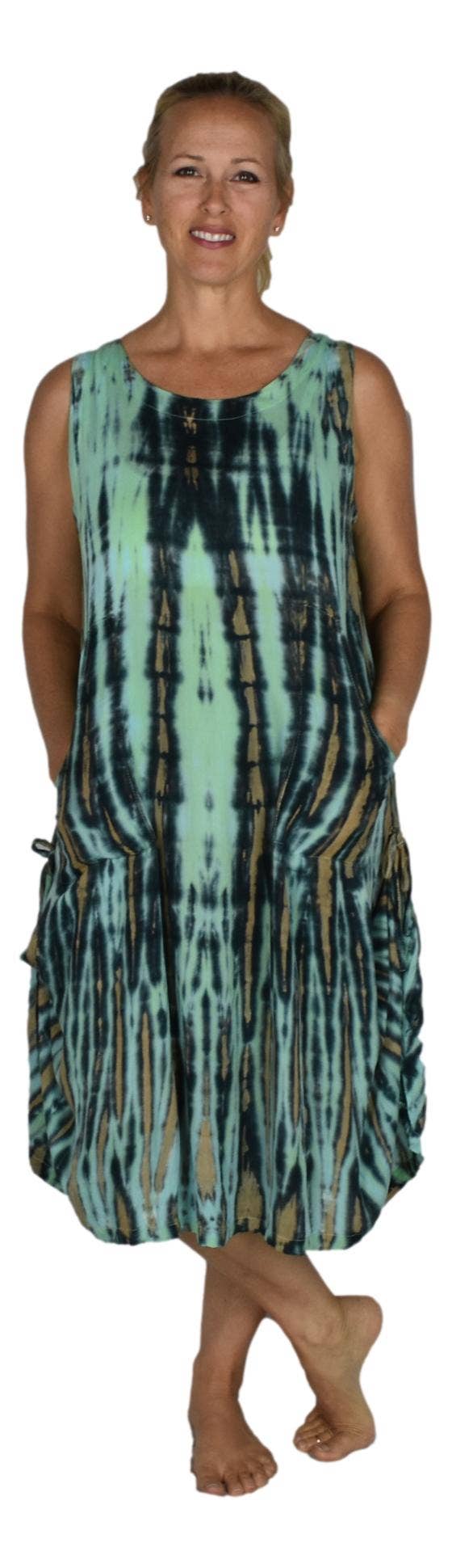 Antigua Dress in Batik Green Tie Dye