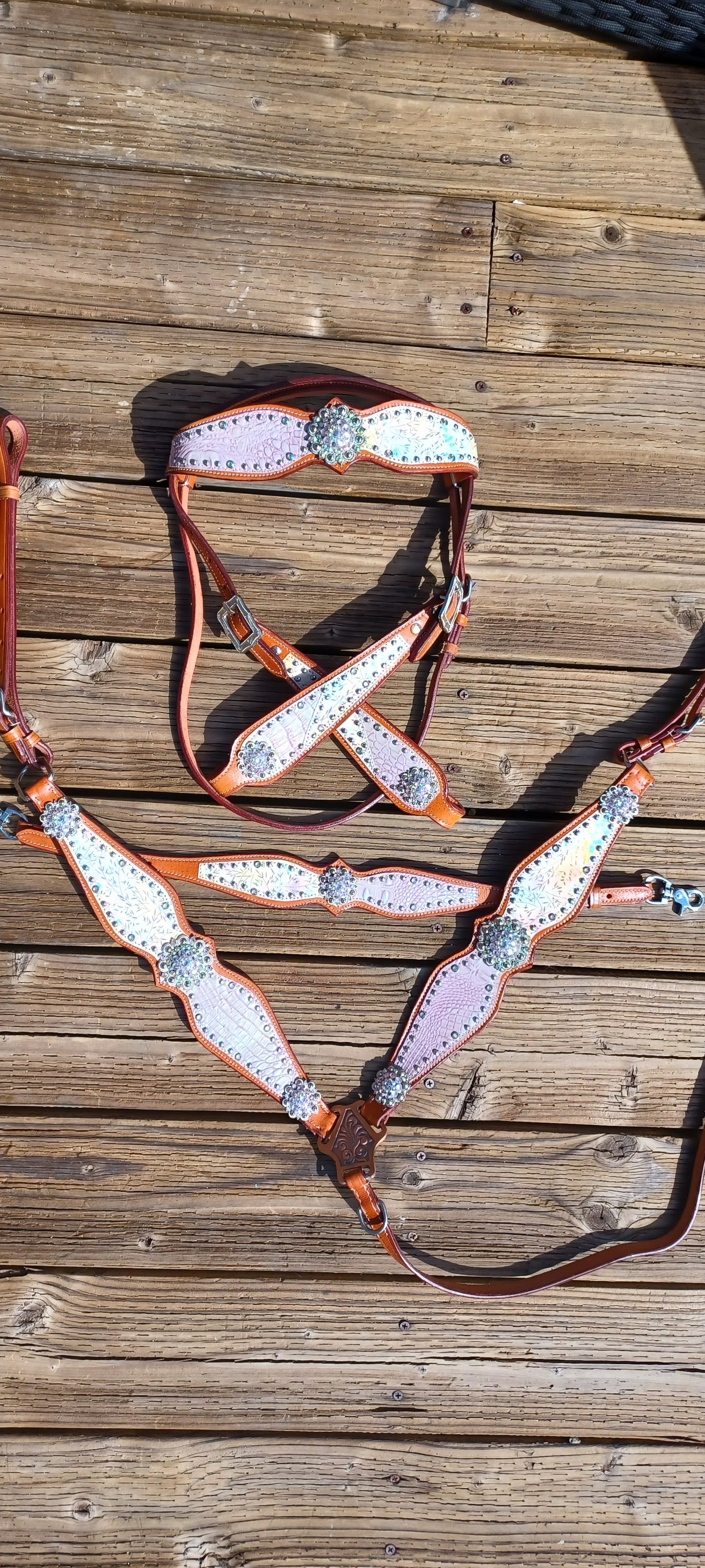 Lavender Dreams Forever! 3pc Metallic Shimmer Full Brow Horse Tack Bridle Set