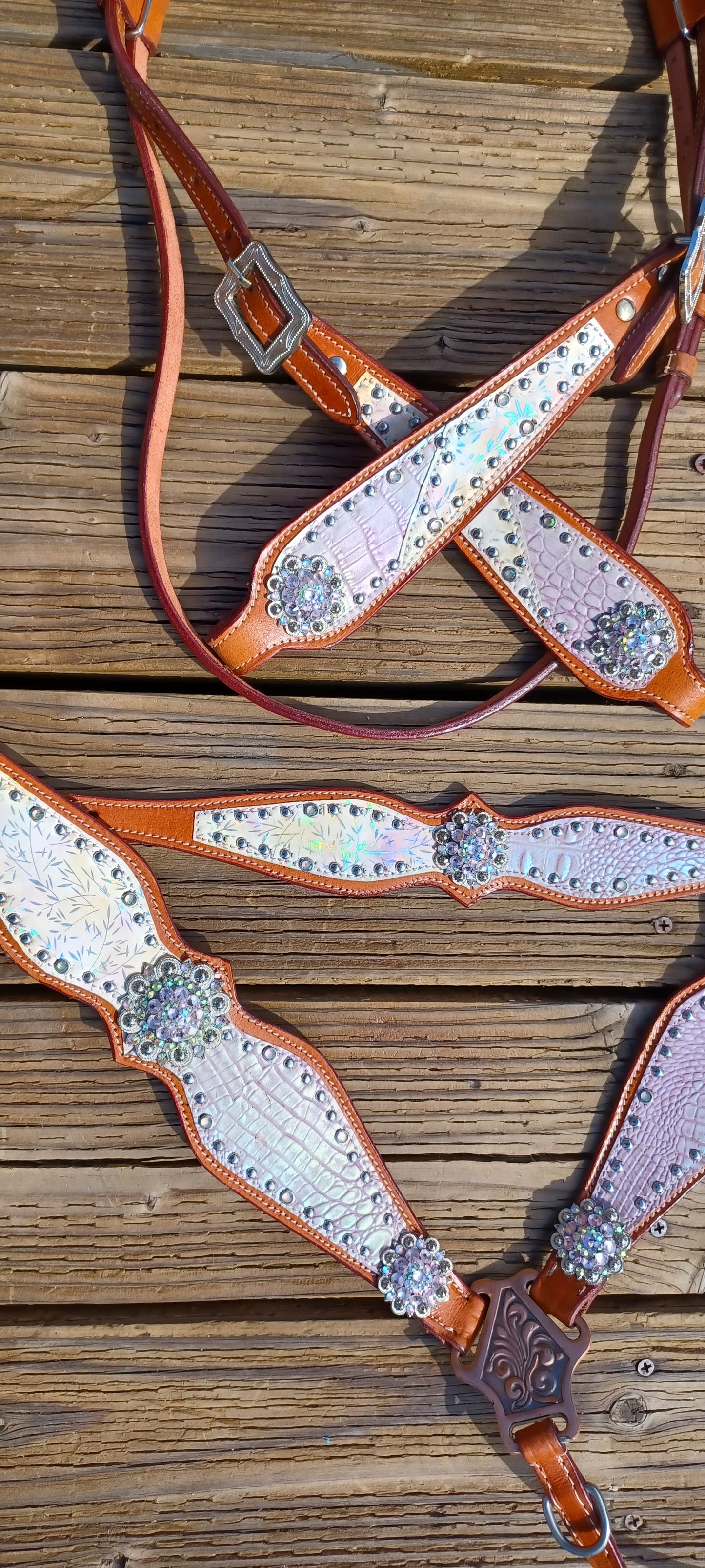 Lavender Dreams Forever! 3pc Metallic Shimmer Full Brow Horse Tack Bridle Set
