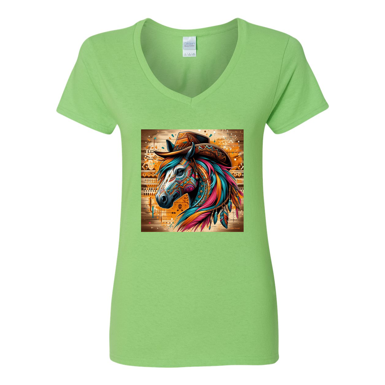 Tribal Horse Cowboy Gus V Neck T Shirts
