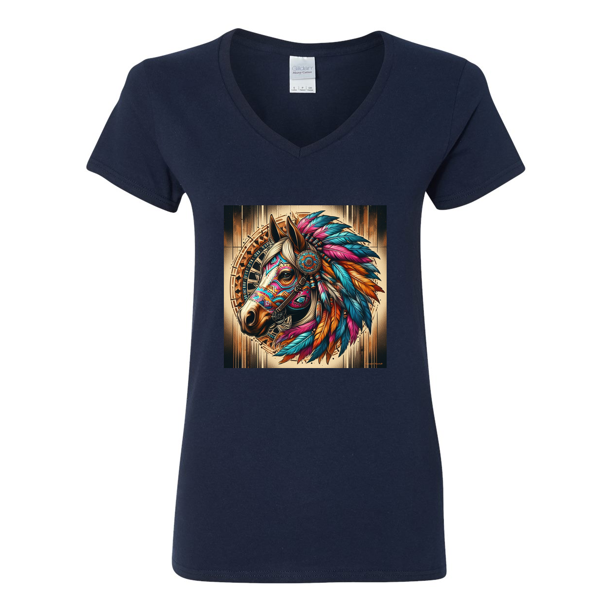Tribal Horse Chief V Neck T Shirts