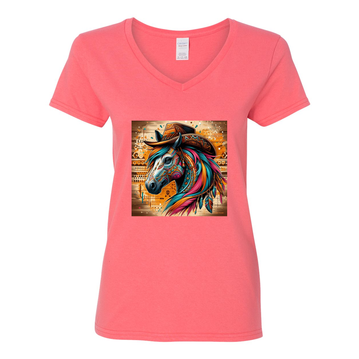 Tribal Horse Cowboy Gus V Neck T Shirts