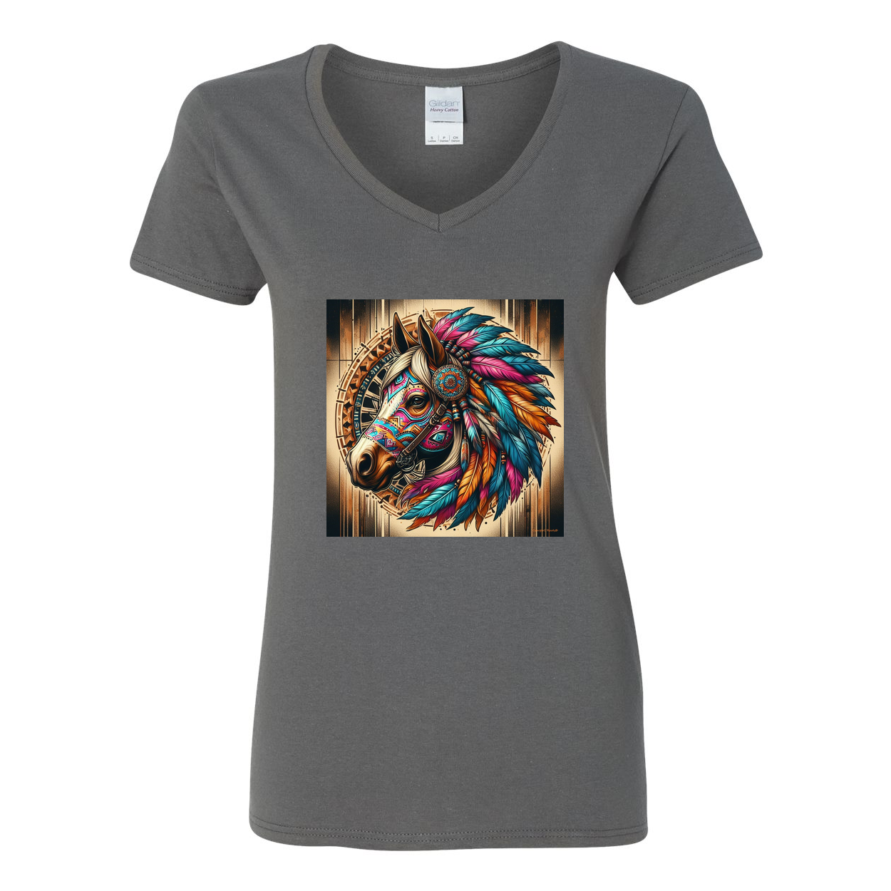 Tribal Horse Chief V Neck T Shirts