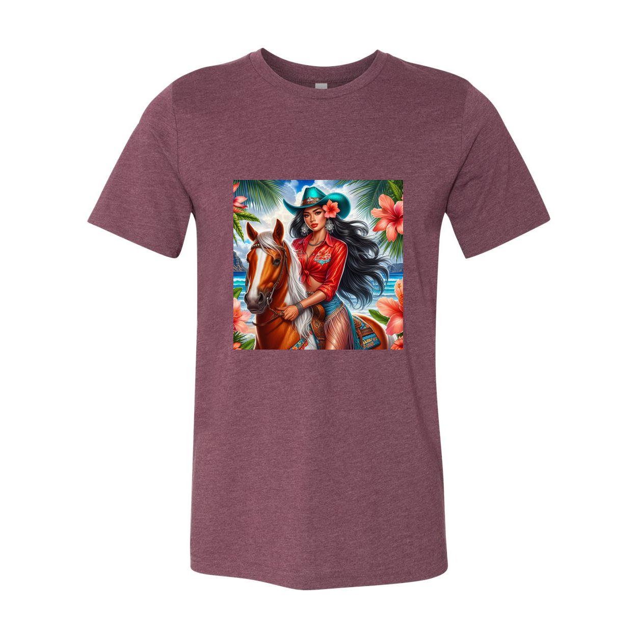 Hawaiian Cowgirl on Horse T Shirts