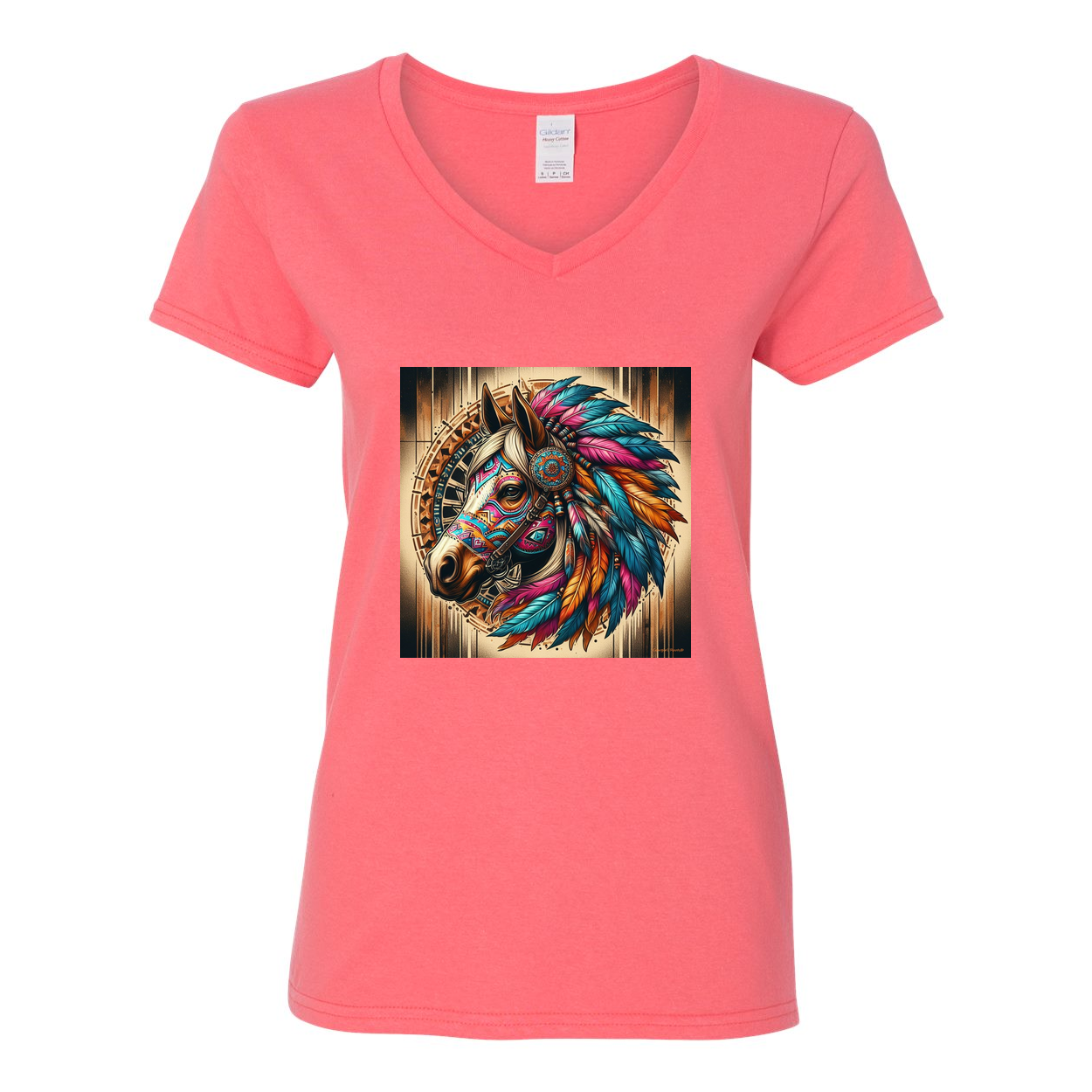 Tribal Horse Chief V Neck T Shirts