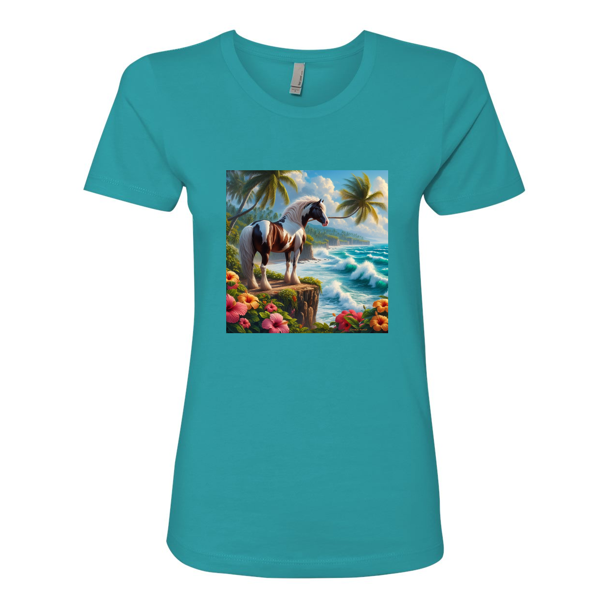 Tropical Red and White Paint Horse Boyfriend T Shirts