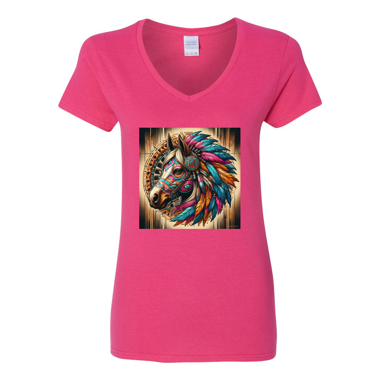 Tribal Horse Chief V Neck T Shirts