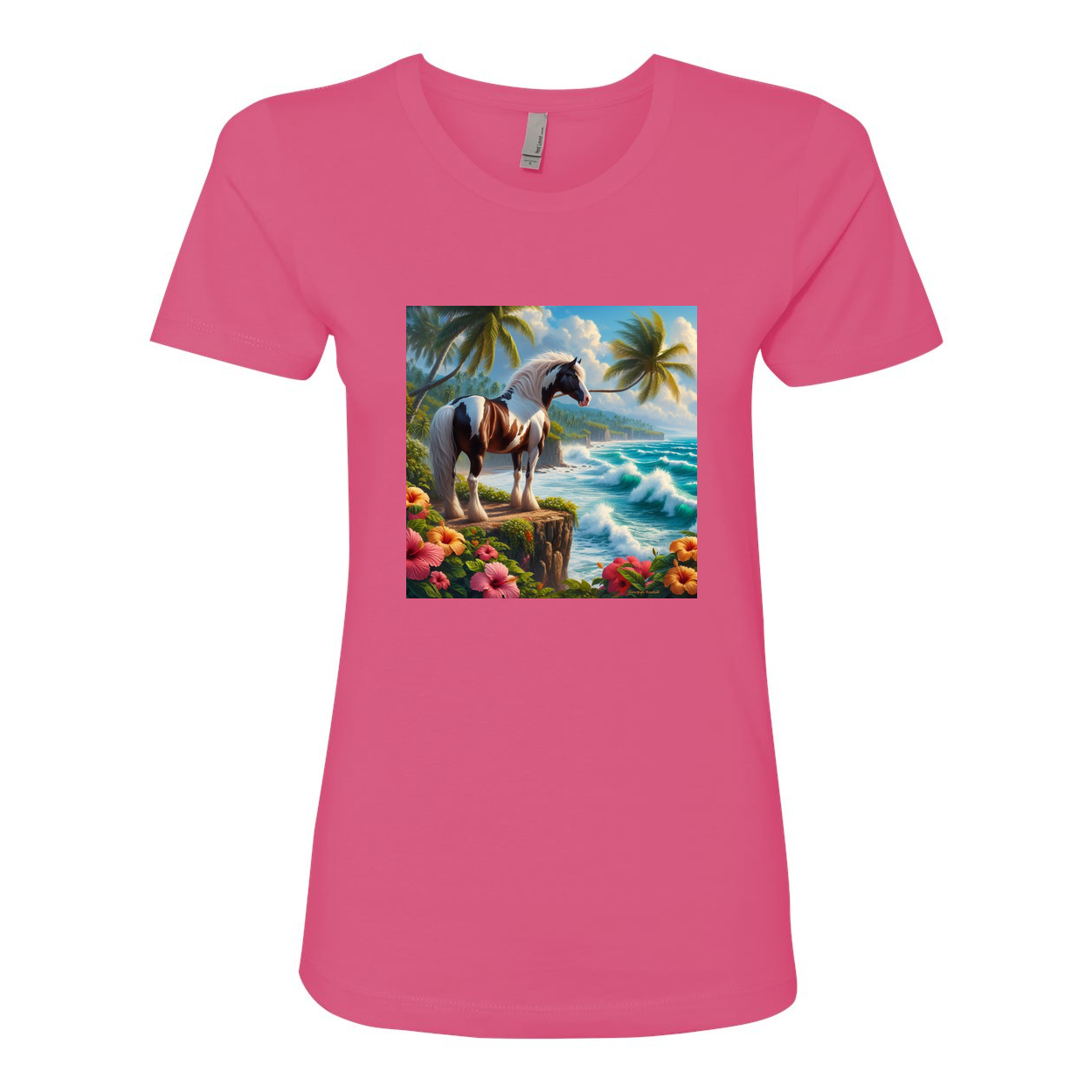 Tropical Red and White Paint Horse Boyfriend T Shirts