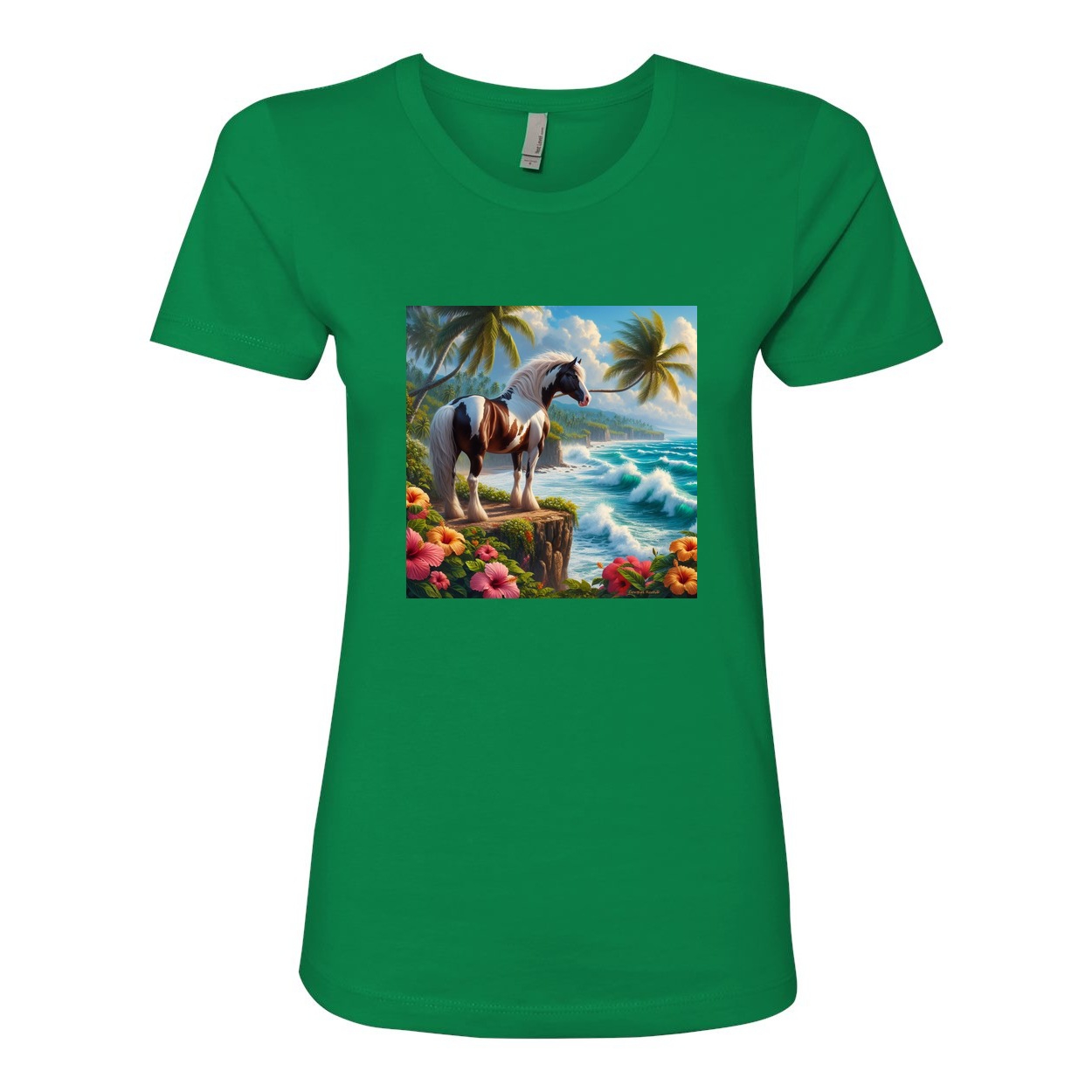 Tropical Red and White Paint Horse Boyfriend T Shirts