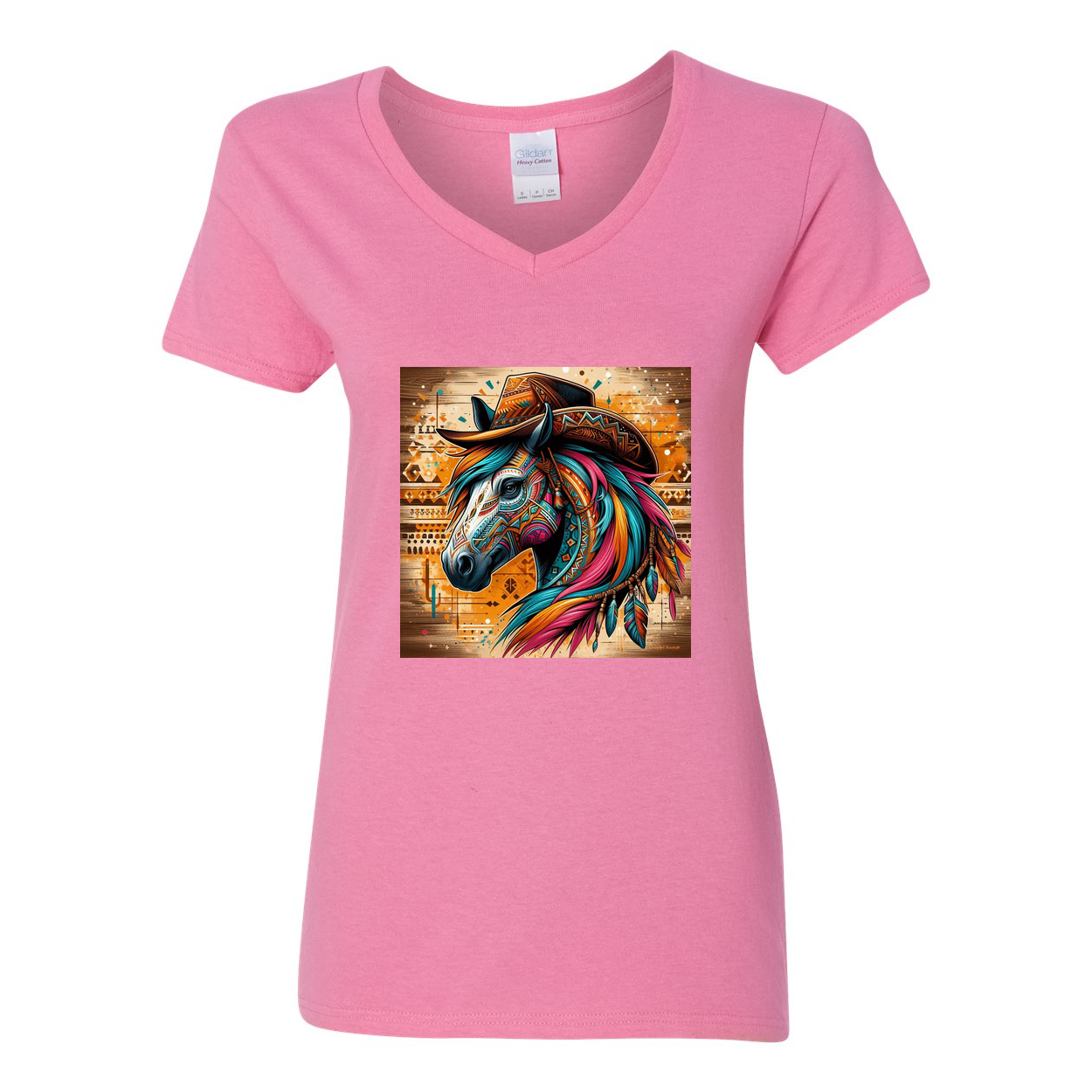 Tribal Horse Cowboy Gus V Neck T Shirts