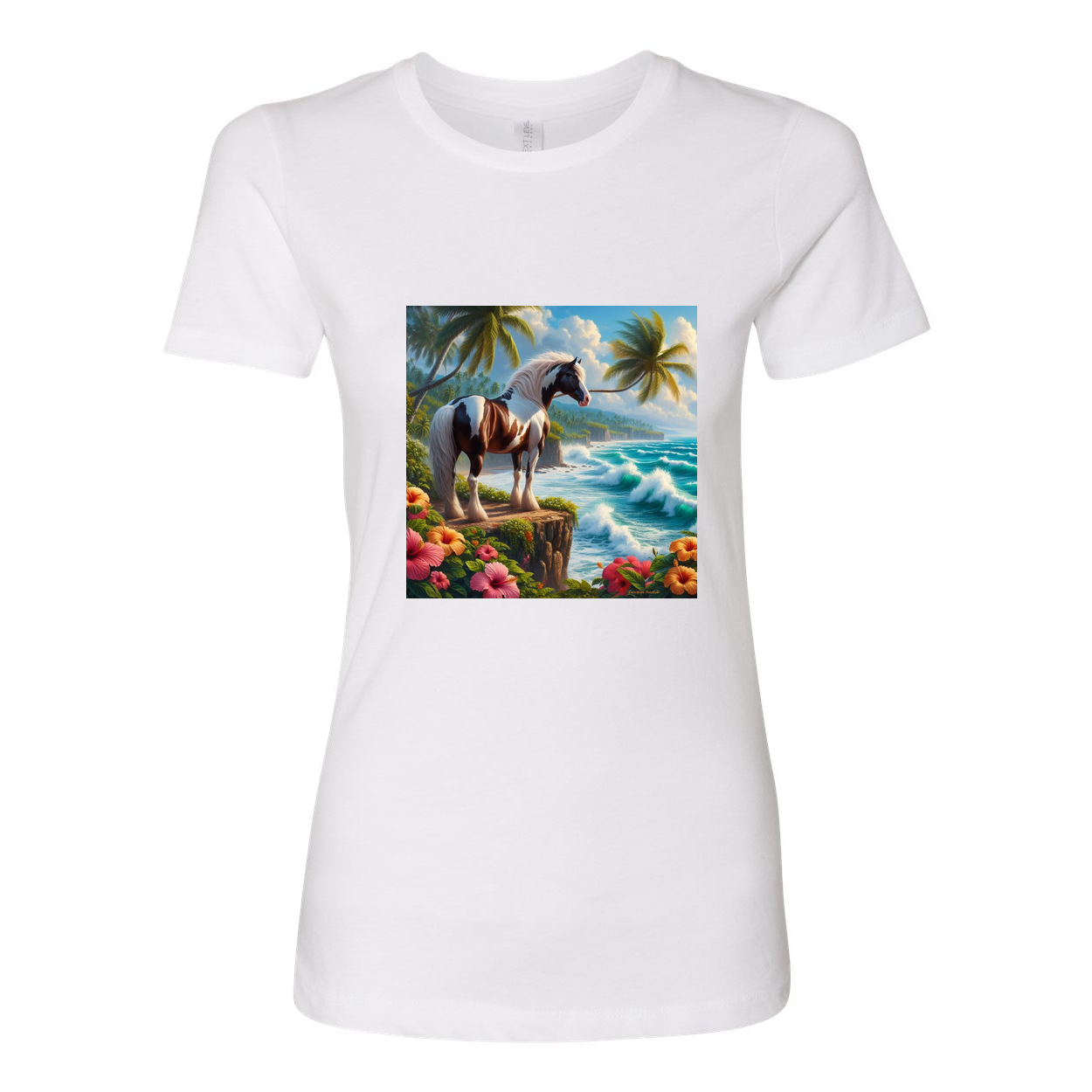 Tropical Red and White Paint Horse Boyfriend T Shirts
