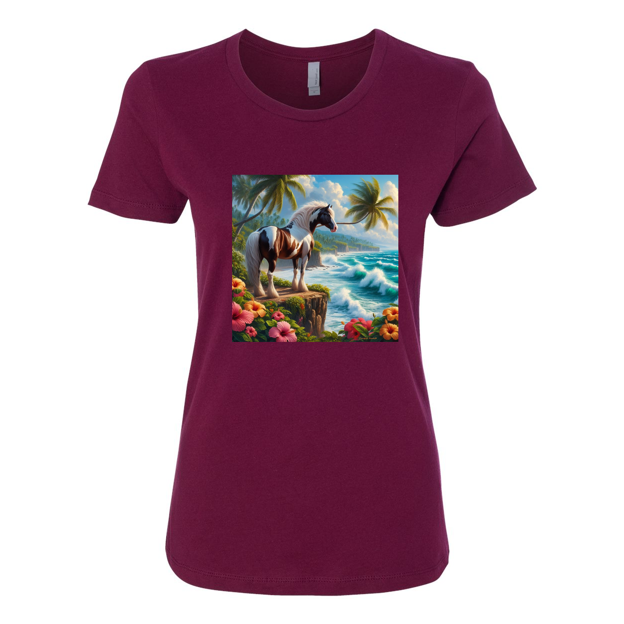 Tropical Red and White Paint Horse Boyfriend T Shirts