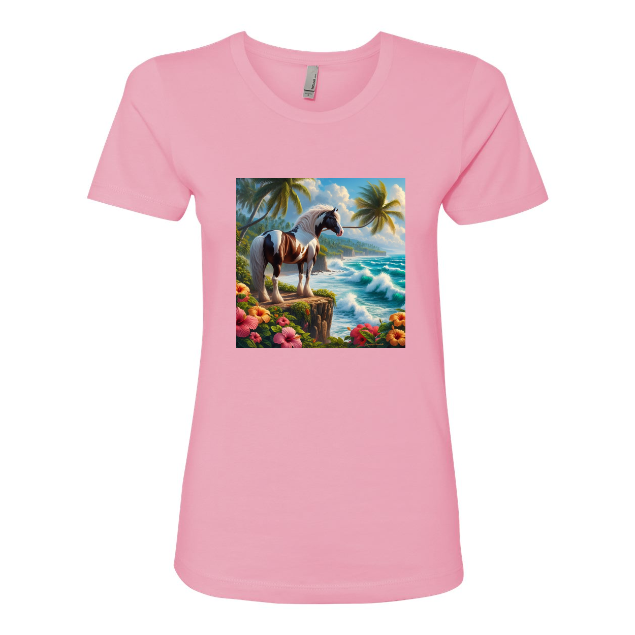 Tropical Red and White Paint Horse Boyfriend T Shirts