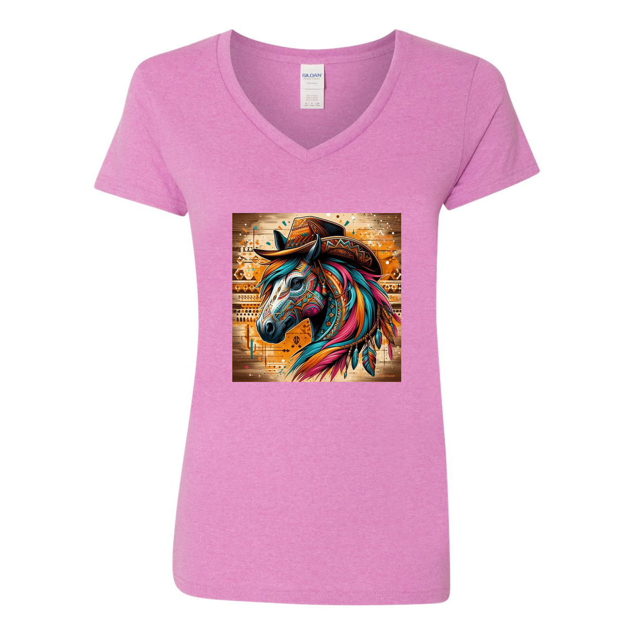 Tribal Horse Cowboy Gus V Neck T Shirts