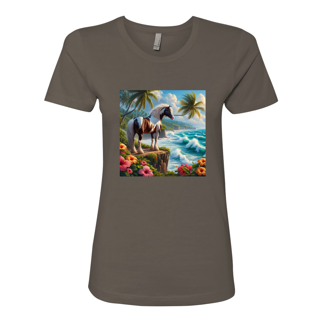 Tropical Red and White Paint Horse Boyfriend T Shirts
