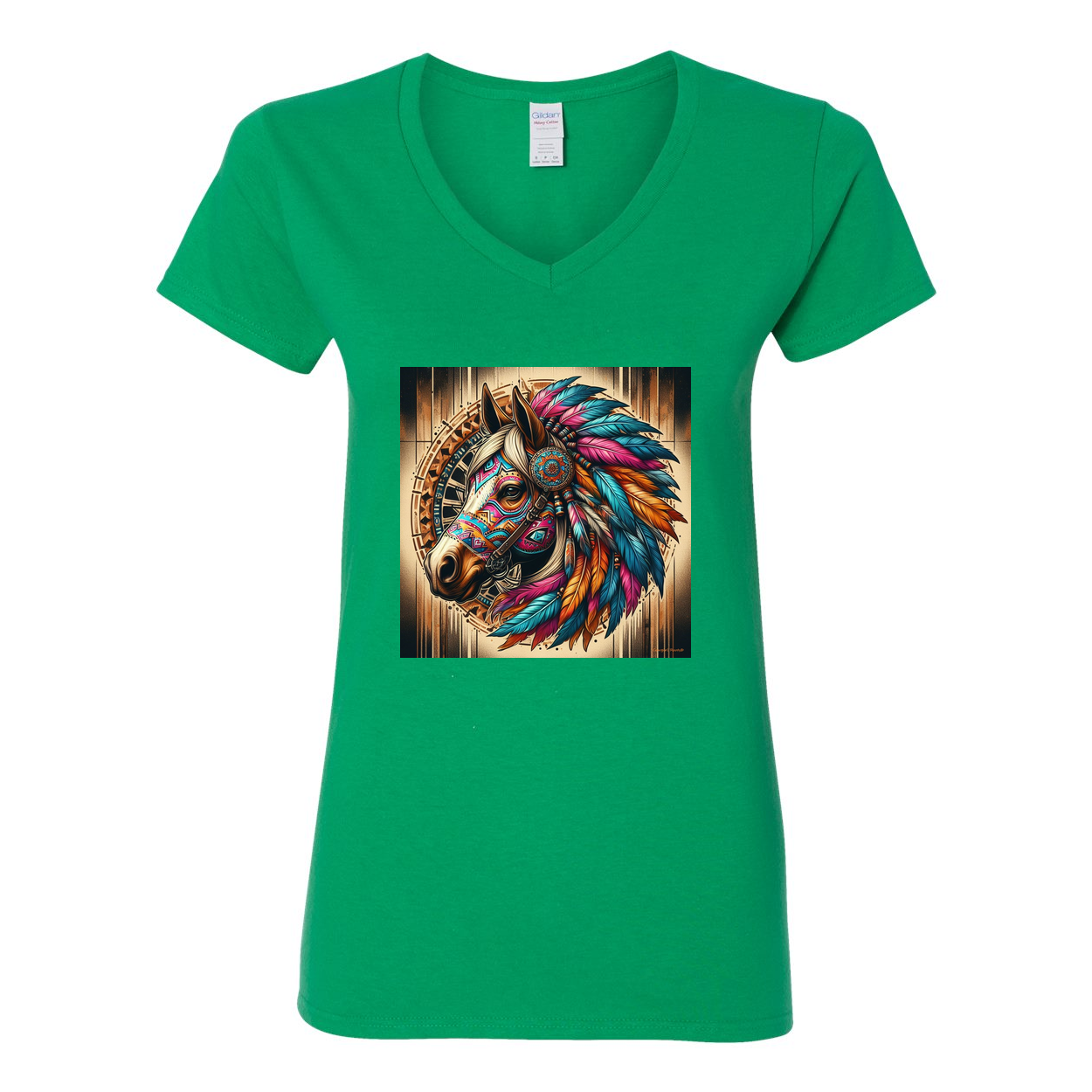 Tribal Horse Chief V Neck T Shirts