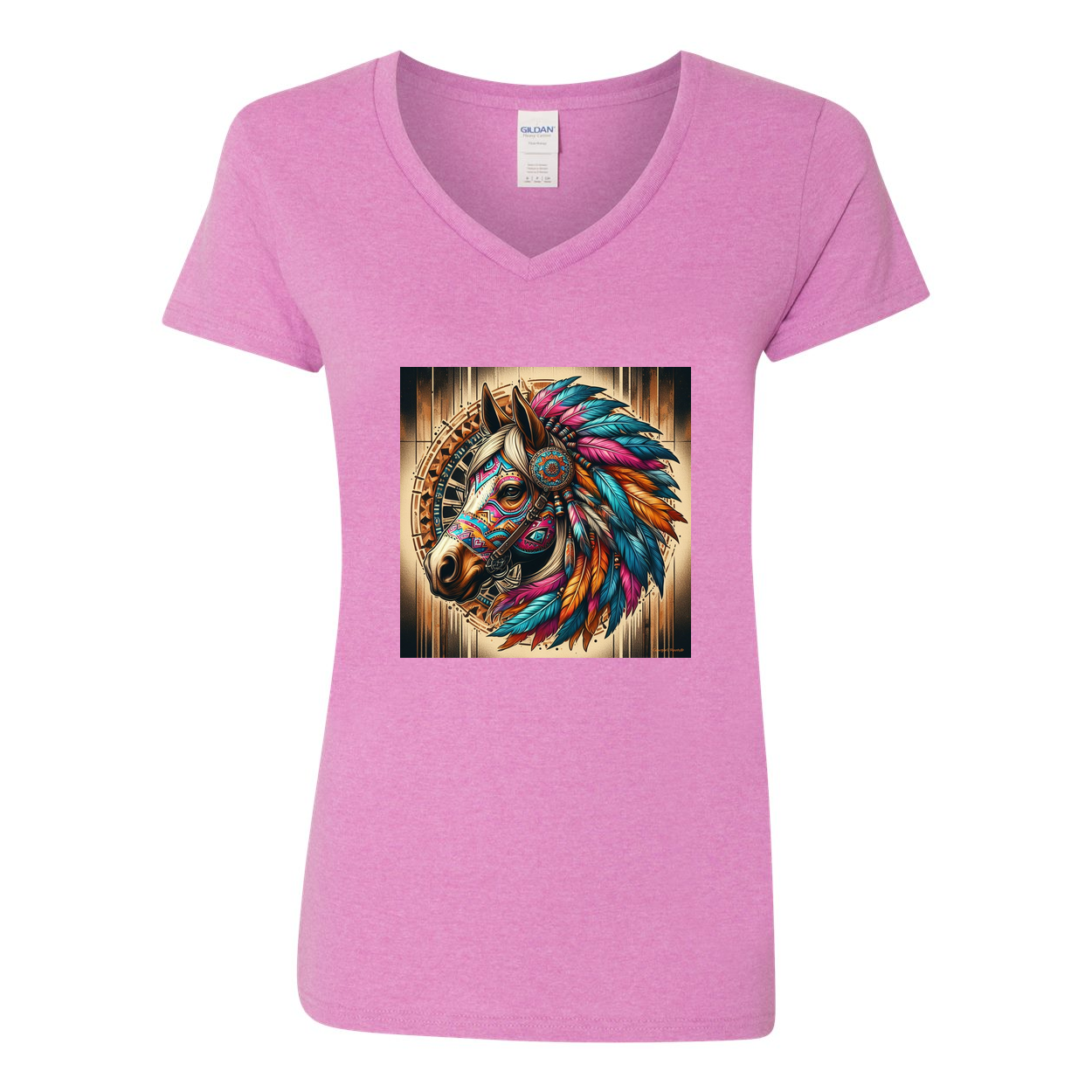 Tribal Horse Chief V Neck T Shirts