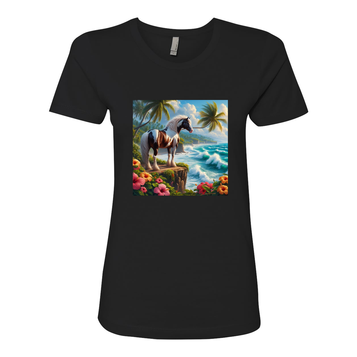 Tropical Red and White Paint Horse Boyfriend T Shirts