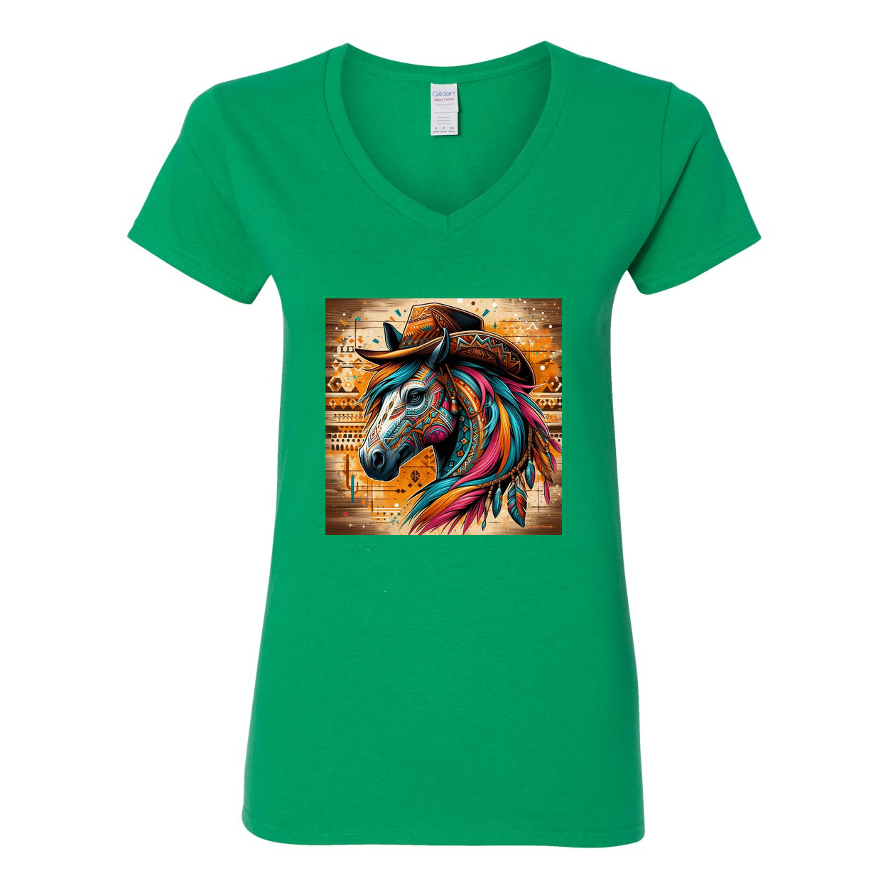 Tribal Horse Cowboy Gus V Neck T Shirts