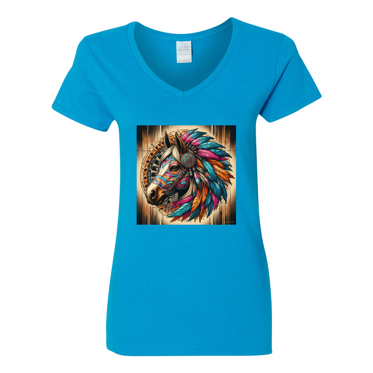 Tribal Horse Chief V Neck T Shirts