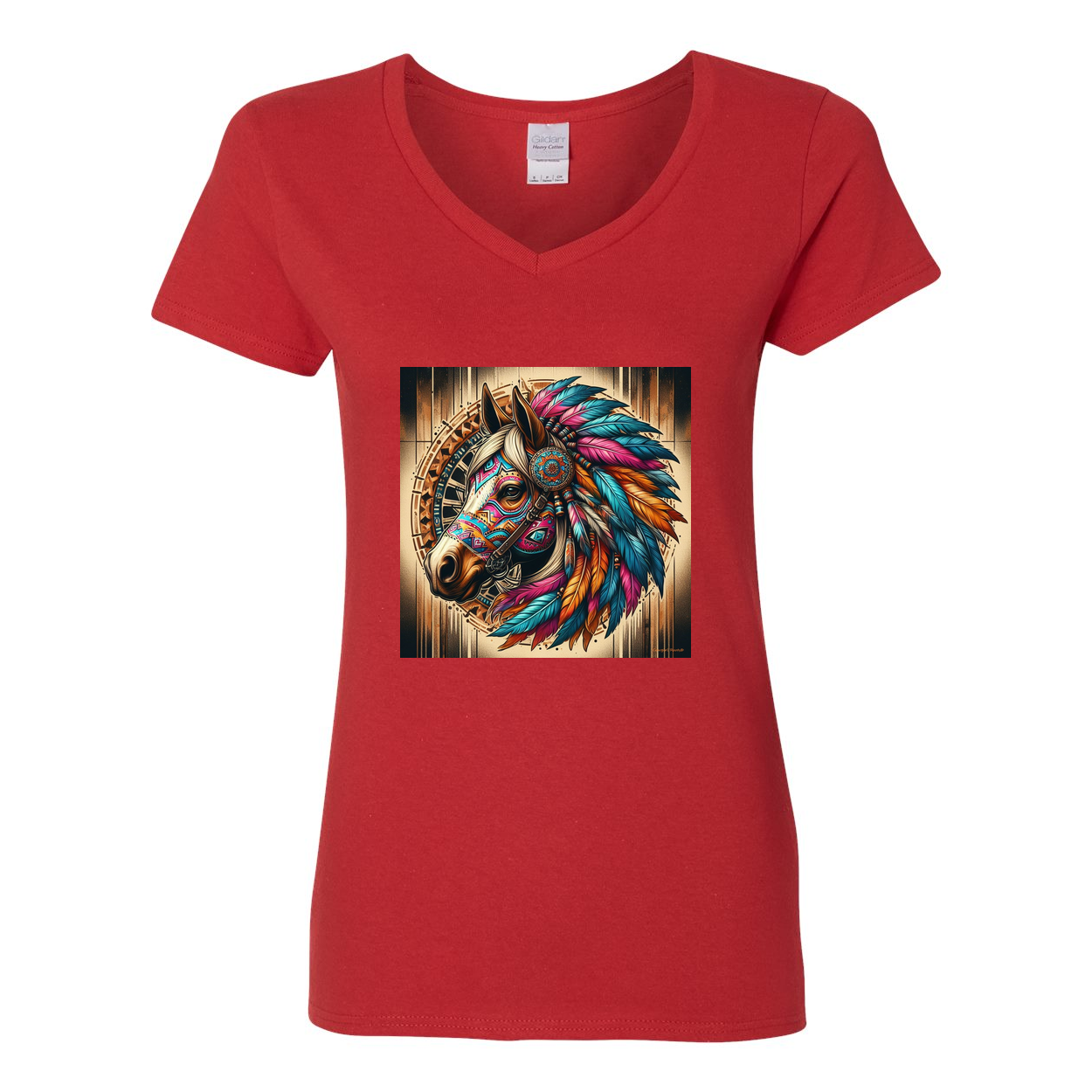Tribal Horse Chief V Neck T Shirts