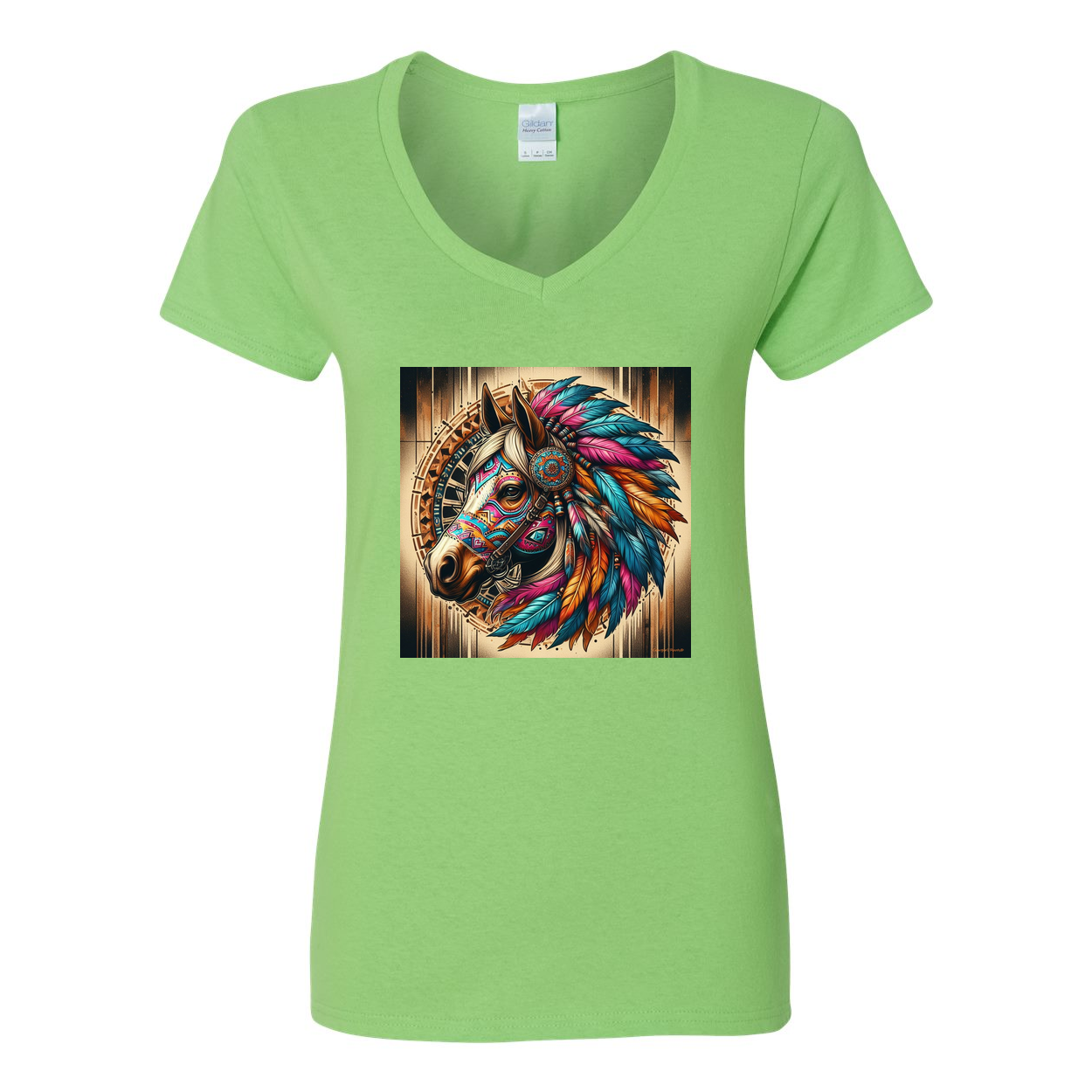 Tribal Horse Chief V Neck T Shirts