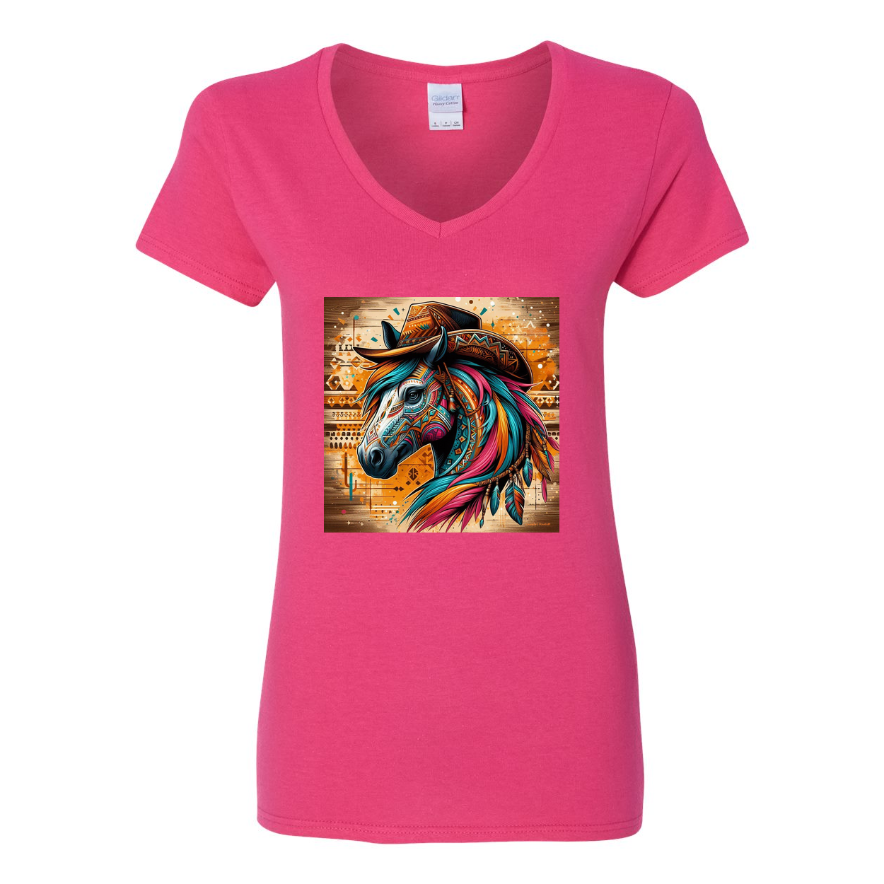 Tribal Horse Cowboy Gus V Neck T Shirts