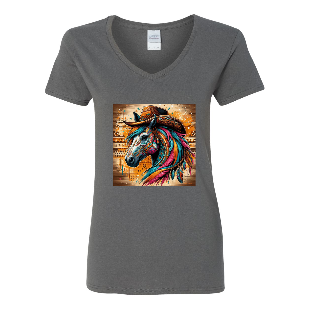 Tribal Horse Cowboy Gus V Neck T Shirts