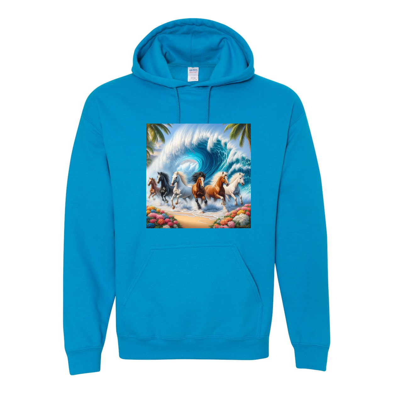 Ocean Herd of Horses Pull Over Front Pocket Hoodies