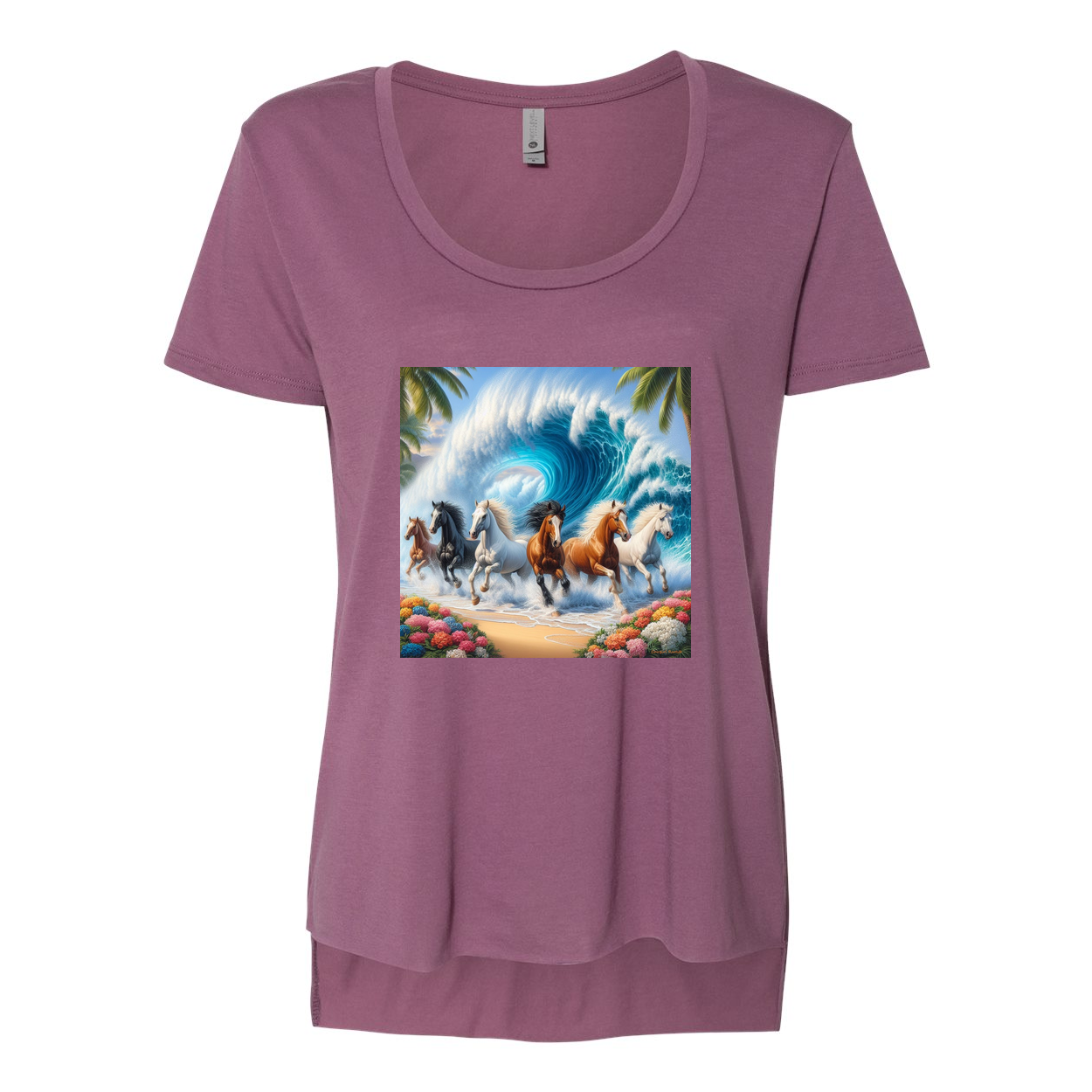 Ocean Herd of Horses Scoop Neck T Shirts