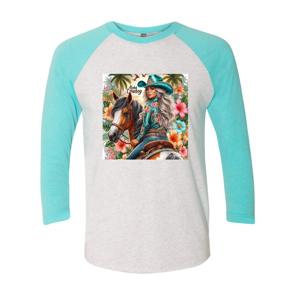 Aloha Cowboy Island Cowgirl 3 4 Sleeve Raglan T Shirts