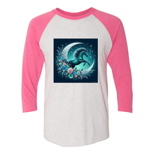 Load image into Gallery viewer, Moon Flowers Turquoise Horse 3 4 Sleeve Raglan T Shirts
