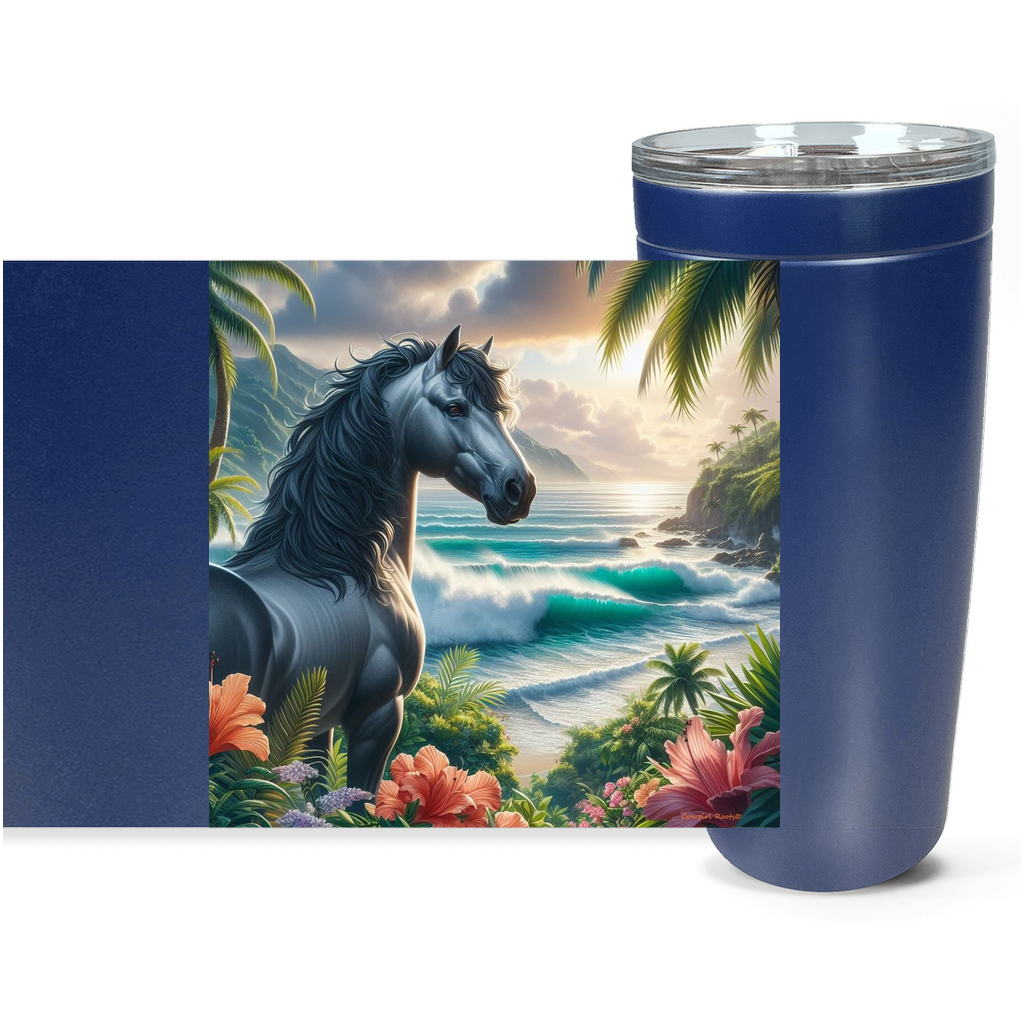 Cowgirl Roots™ Tropical Grey  Stallion Tumbler 20oz Stainless Steel Insulated Hot and Cold Travel Mugs