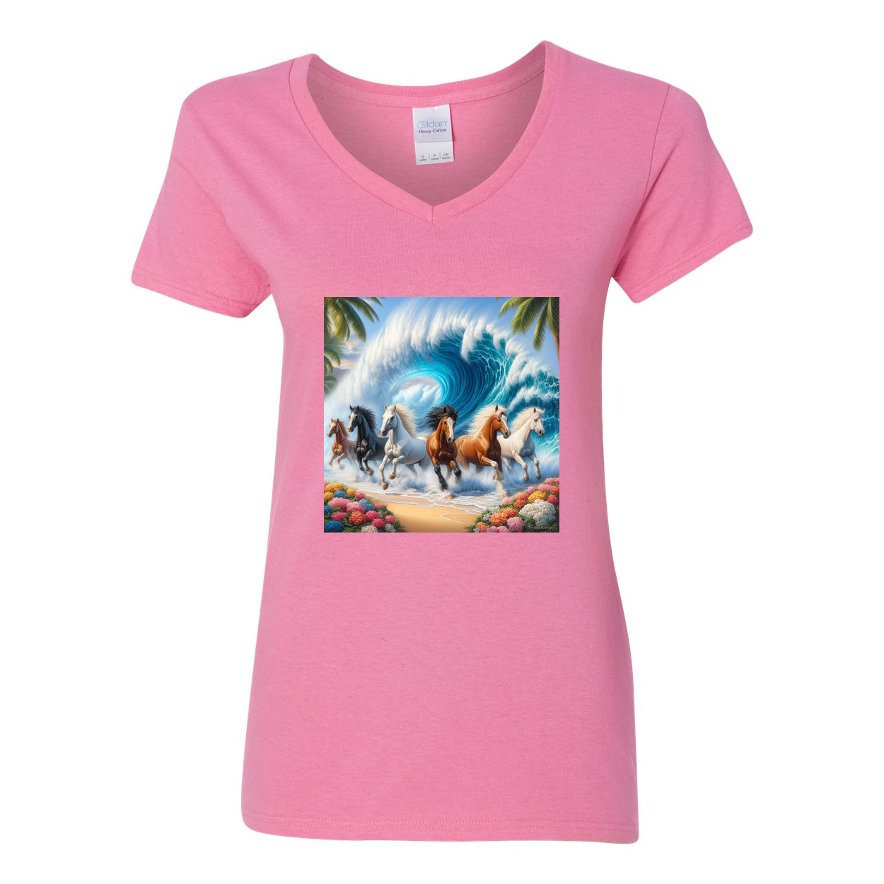 Ocean Herd of Horses V Neck T Shirts