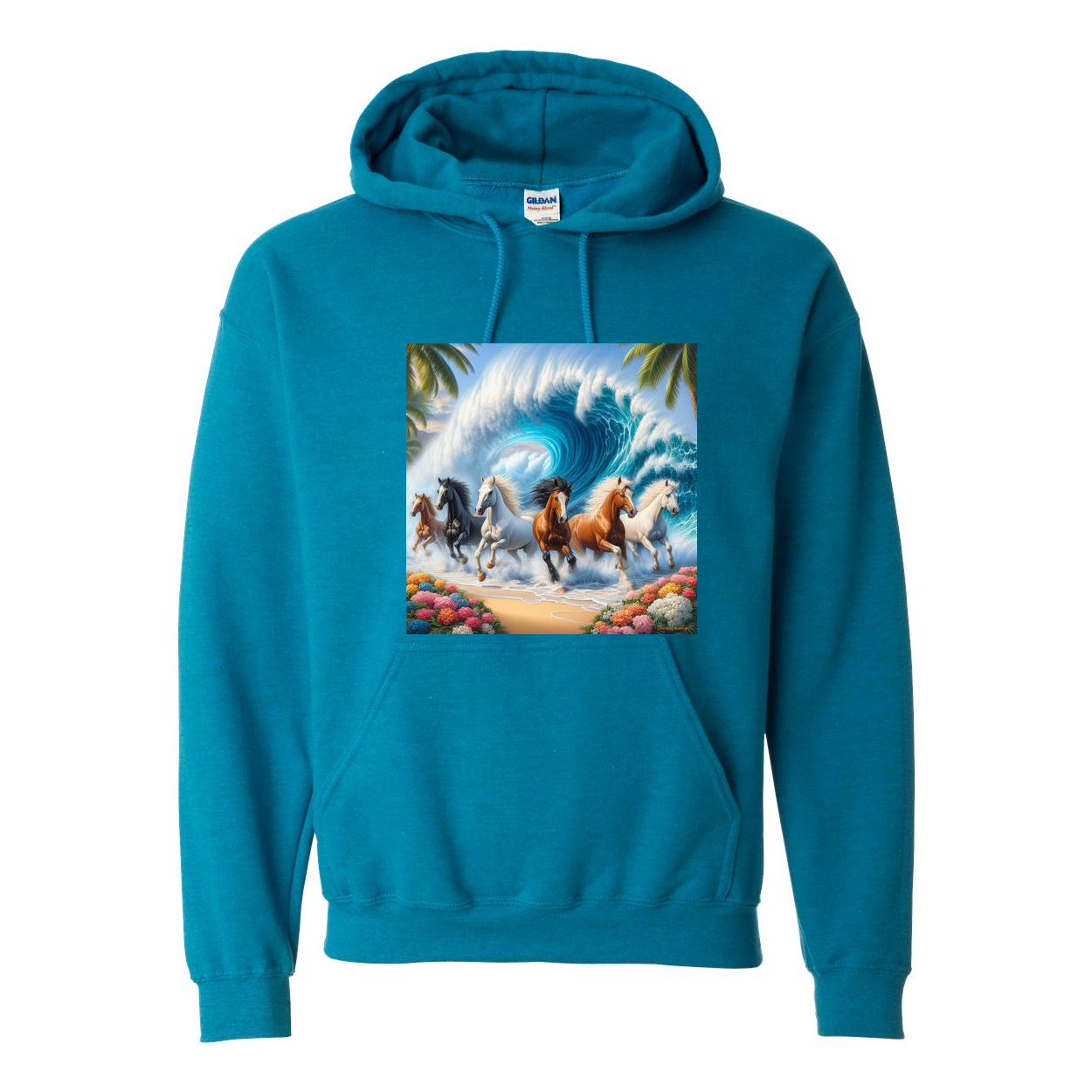 Ocean Herd of Horses Pull Over Front Pocket Hoodies