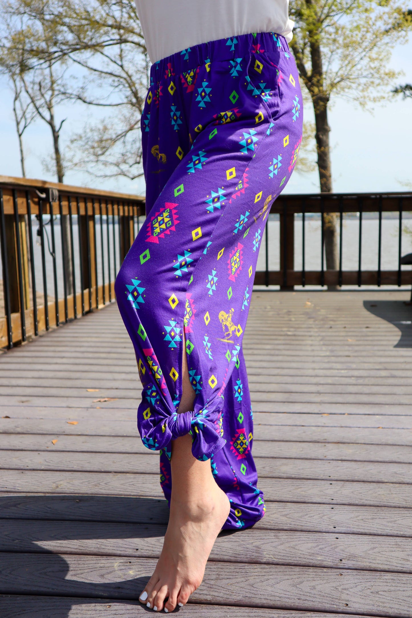 Bucking Purple Trixie Flowy Tied Hem Jogger Pants