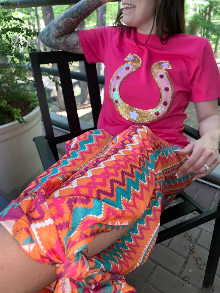 Aztec Pink Trixie Flowy Tied Hem Jogger Pants