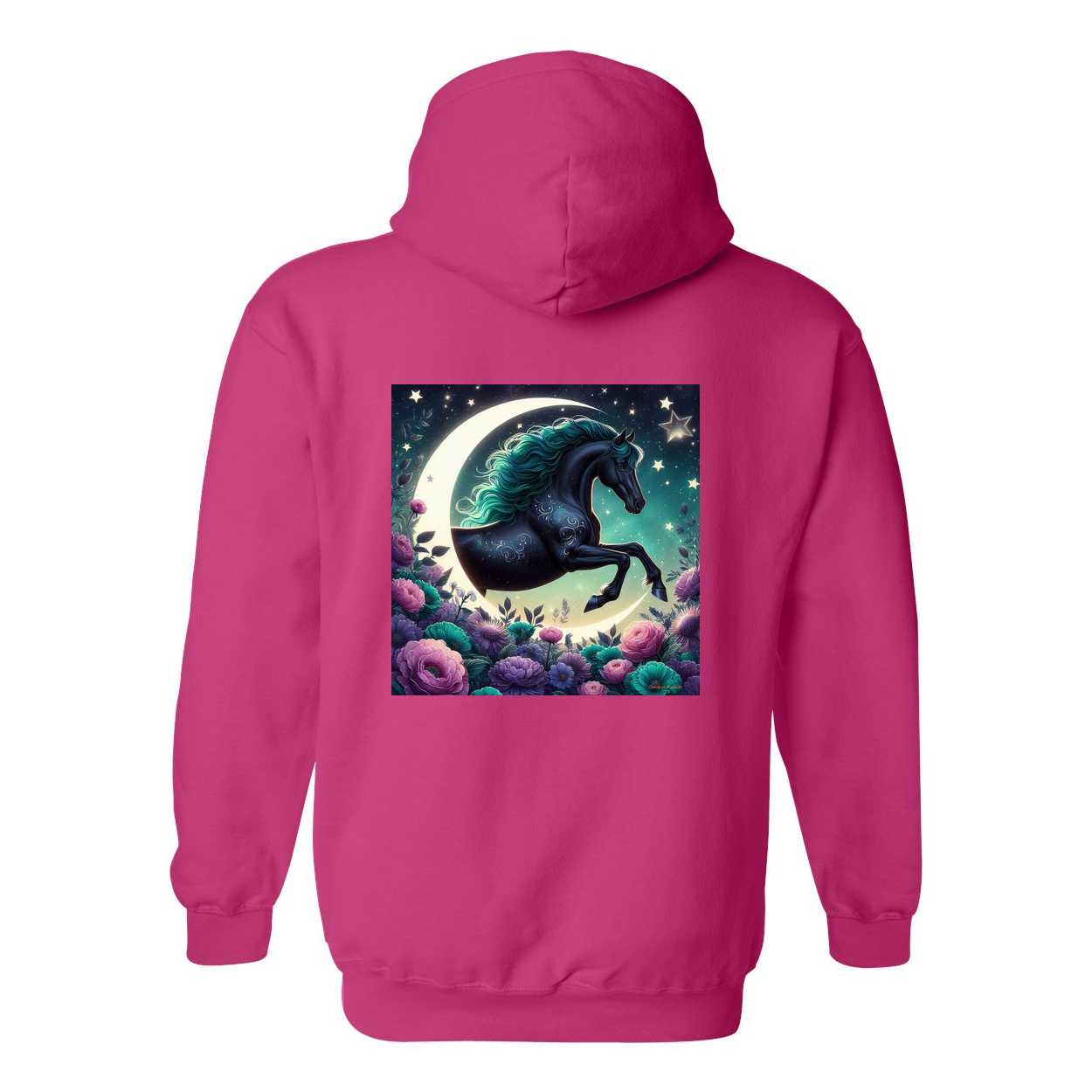 Dancing Filly Design on Back Front Pocket Hoodies