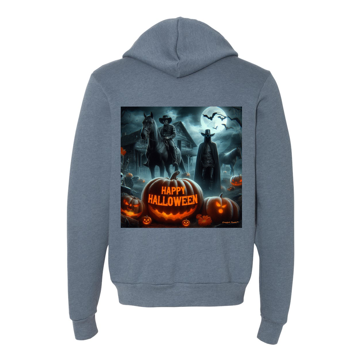 Happy Western Hallows Eve Hooded Zip Up Sweatshirt