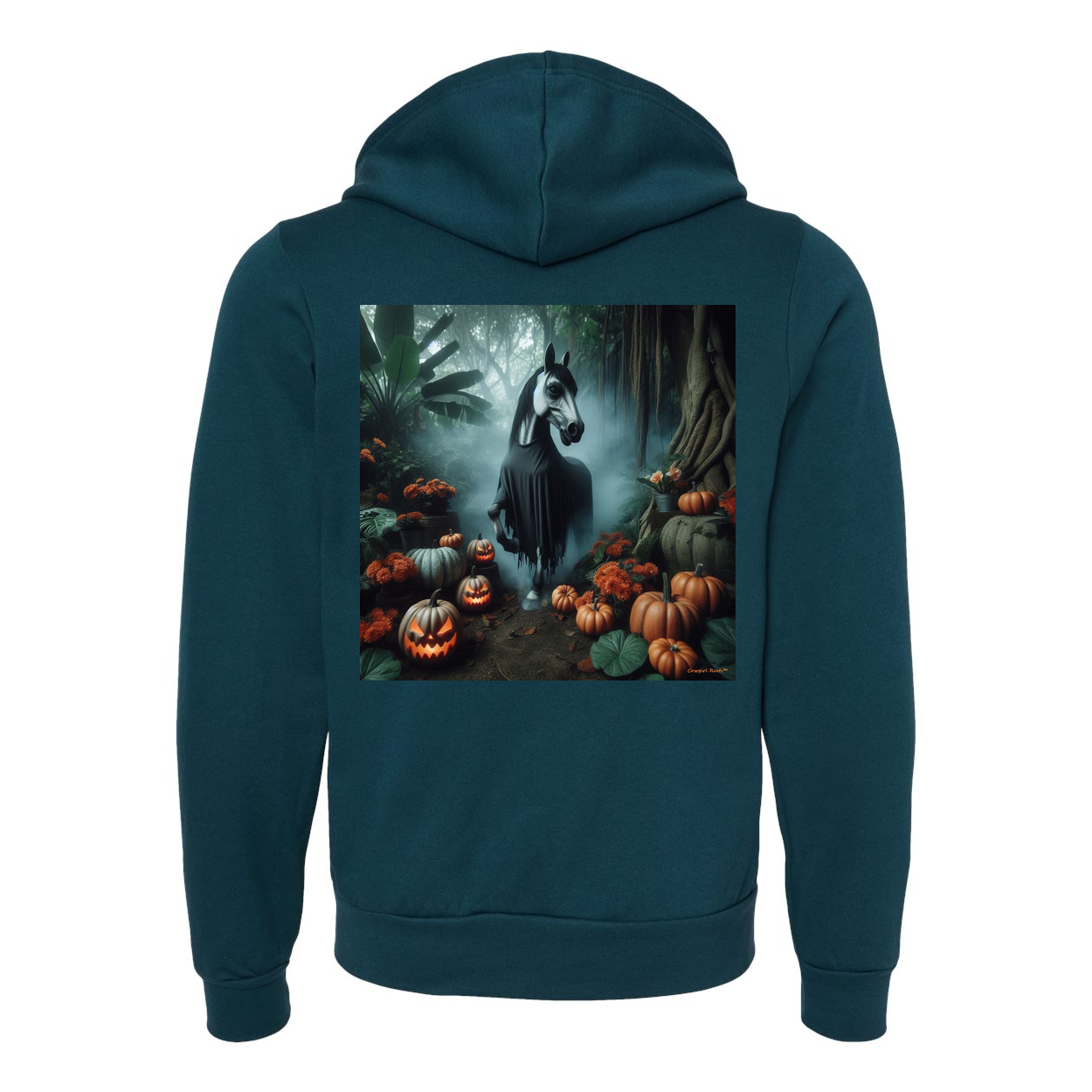 Eerie Halloween Horse Zip Up Sweatshirt