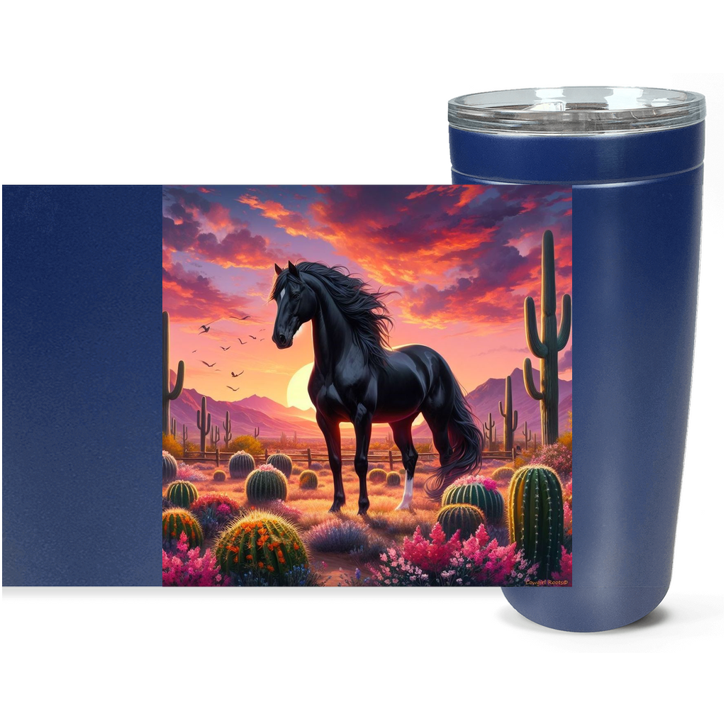 Cowgirl Roots™ Tumbler 20oz Black Stallion Desert Sunset Stainless Steel Insulated Hot and Cold Travel Tumbler Mugs