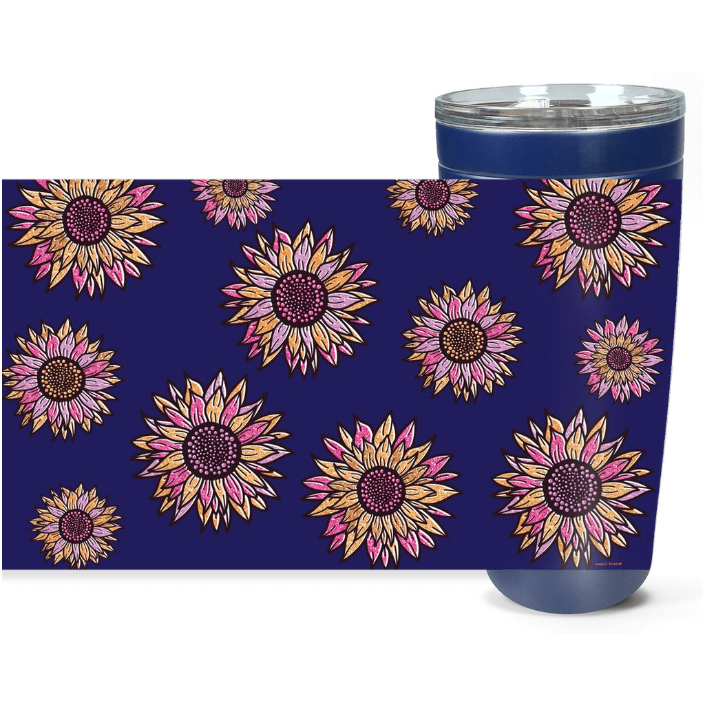 Cowgirl Roots™ Bold Glitter Sunflowers Blue Tumbler 20oz Stainless Steel Insulated Hot and Cold Travel Mugs