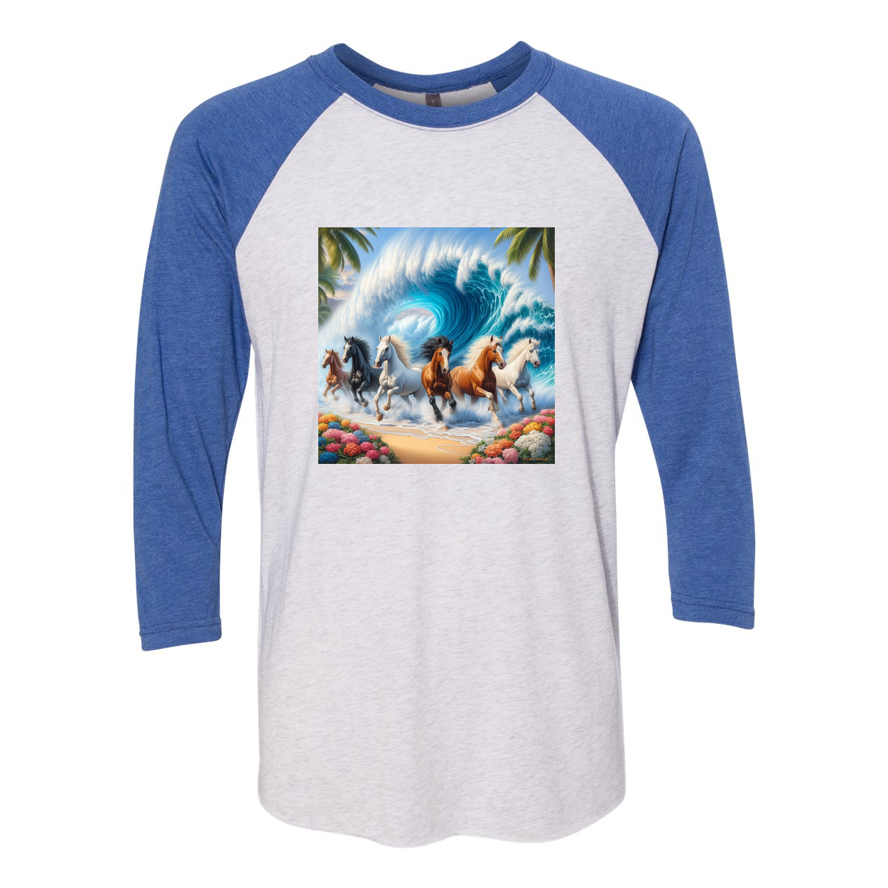 Ocean Herd of Horses 3 4 Sleeve Raglan T Shirts